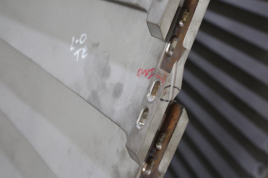 Specialist weld repair of a D11 L-0 turbine blade